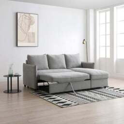 Lucie Grey Boucle Corner Sofa Bed - thumbnail 3