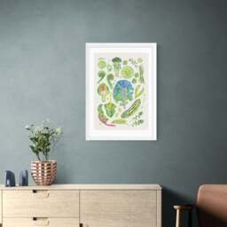East End Prints Green Harvest Of Fruit & Vegetables Framed Print - thumbnail 1