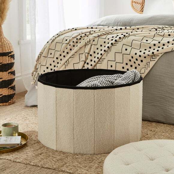 Boucle Large Round Ottoman by Dunelm