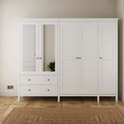 Lynton 5 Door Wardrobe, White - thumbnail 1