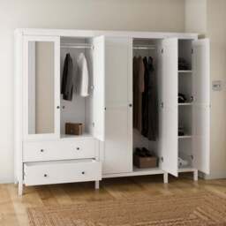 Lynton 5 Door Wardrobe, White - thumbnail 2