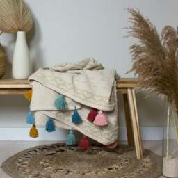 Furn. Boho Cotton Throw Blanket 130cm x 180cm