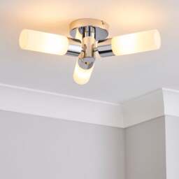 Porto 3 Light Chrome Bathroom Flush Ceiling Light - thumbnail 1