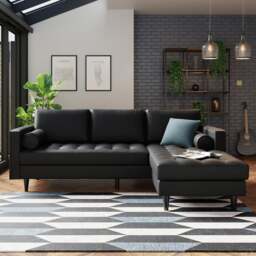 Zoe Faux Leather Corner Chaise - thumbnail 1