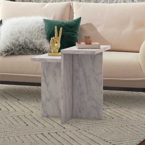 Brielle Side Table, Faux Marble - image 1