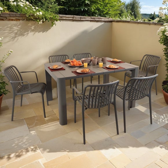Modura Henrik Rectangular Dining Table with 6 Alma Armchairs - image 1