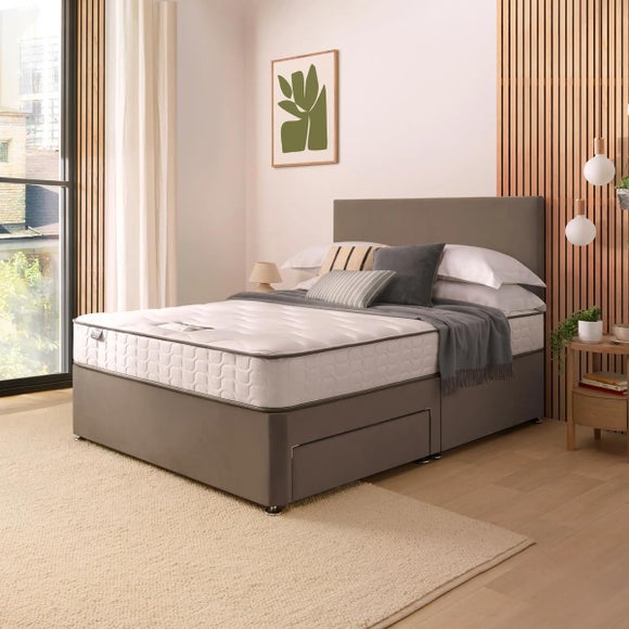 Silentnight Divan Bed With Velvet Paris Headboard and 800 Pocket Sprung Mattress - image 1