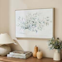 Green Floral Vase Framed Canvas