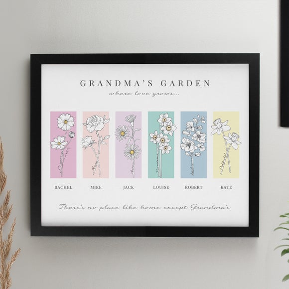 Personalised Birth Flower Family of 6 Framed Print - image 1