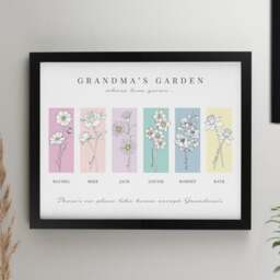Personalised Birth Flower Family of 6 Framed Print - thumbnail 1