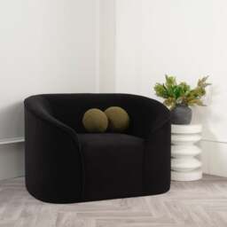Zuma Black Velvet Tub Chair - thumbnail 1
