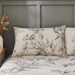 Bridget Etched Floral Natural 100% Cotton Duvet Cover & Pillowcase Set - thumbnail 2