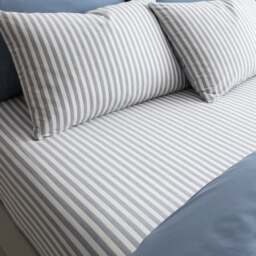 Portloe Woven Stripe 100% Cotton Fitted Sheet