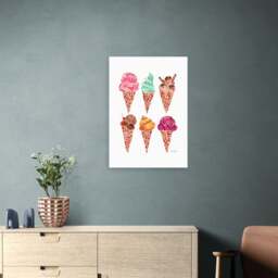 East End Prints Rainbow Ice Cream Cones Print - thumbnail 1