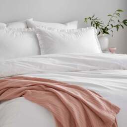Pure Cotton Frilled 100% Cotton Duvet Cover & Pillowcase Set - thumbnail 3