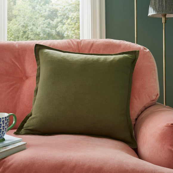 Contrast Oxford Edge Cotton & Linen Square Cushion Cover - image 1
