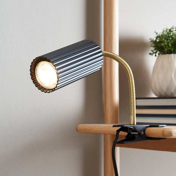 Georgi Industrial Ribbed Adjustable Clip On Table Lamp - image 1