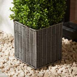 Set of 2 Artificial Boxwood Cone Shaped Trees in Woven Plant Pots - thumbnail 2