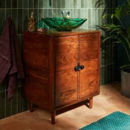 Alani Single Vanity Unit, Acacia Wood - thumbnail 2