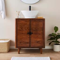 Alani Single Vanity Unit, Acacia Wood - thumbnail 1