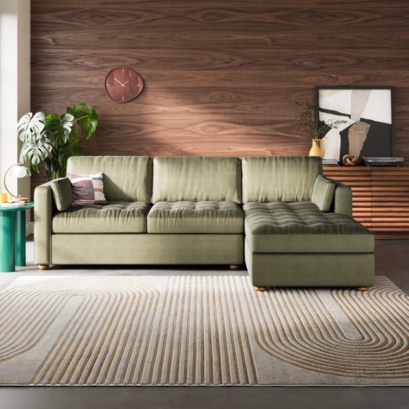Zoe II Velvet Corner Chaise Sofa - image 1