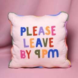 Raspberry Blossom Please Leave By 9 Square Cushion - thumbnail 1