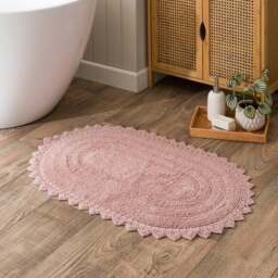 Crochet Oval Cotton Bath Mat - thumbnail 1