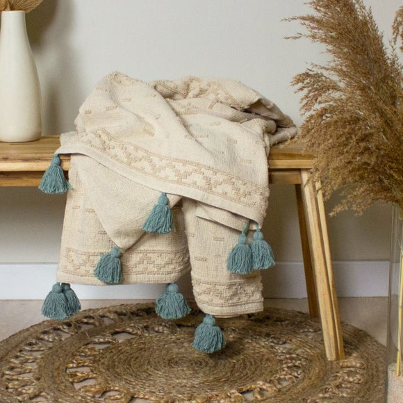 Furn. Boho Cotton Throw Blanket 130cm x 180cm - image 1