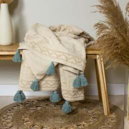 Furn. Boho Cotton Throw Blanket 130cm x 180cm - thumbnail 1