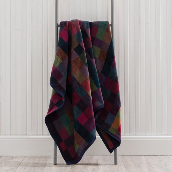 Super Soft Textured Check Multicoloured Throw Blanket - image 1