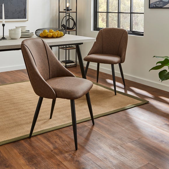 Set of 2 Luna Dining Chairs, Faux Leather - image 1