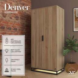 XR Living Denver 2 Door Wardrobe with App Controlled LED Lights - thumbnail 2
