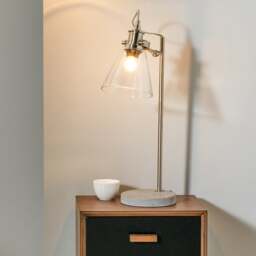Chaplin Concrete & Brushed Chrome Table Lamp - thumbnail 1