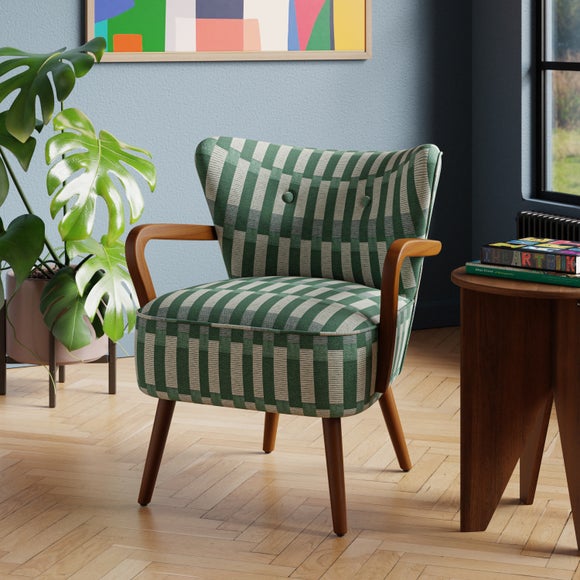 Eliza Checkerboard Wooden Arm Occasional Armchair - image 1