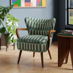 Eliza Checkerboard Wooden Arm Occasional Armchair - thumbnail 1