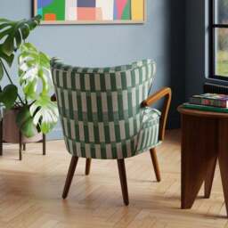 Eliza Checkerboard Wooden Arm Occasional Armchair - thumbnail 2