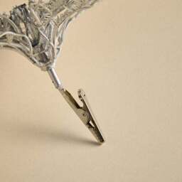 Metallic Silver Poinsettia Pick Tree Decoration - thumbnail 2