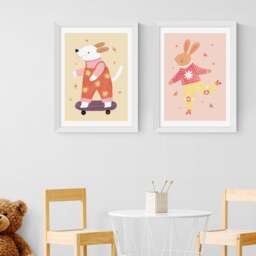 East End Prints Set of 2 Skater Pup and Rollin Rabbit Prints - thumbnail 1