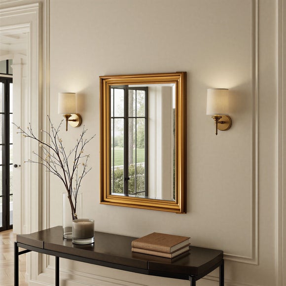 Yearn Beaded Classic Framed Bevelled Rectangle Wall Mirror - image 1