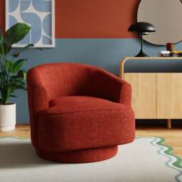 Carmen Bubble Chenille Curved Swivel Chair - thumbnail 1