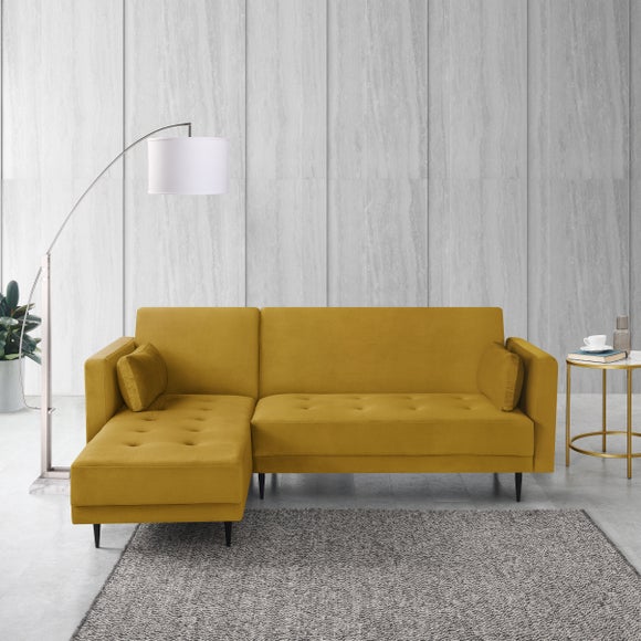 Selma Velvet Corner Double Sofa Bed - image 1