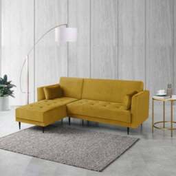 Selma Velvet Corner Double Sofa Bed - thumbnail 2