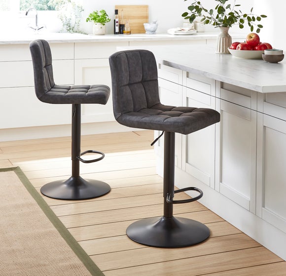 Jasmine Adjustable Height Swivel Bar Stool, Faux Leather - image 1