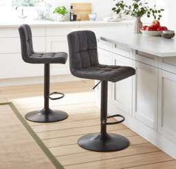 Jasmine Adjustable Height Swivel Bar Stool, Faux Leather - thumbnail 1