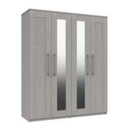 Ethan 4 Door Wardrobe, Mirrored - thumbnail 2