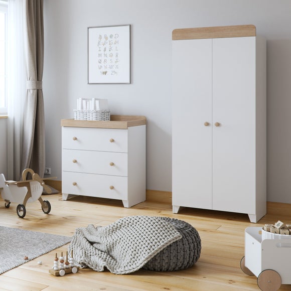 Little Acorns Classic Oak Effect 3 Drawer Chest and Wardrobe Nursery Set - image 1