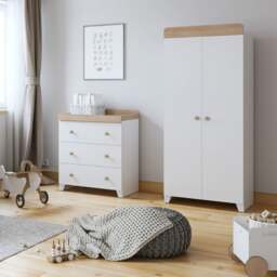 Little Acorns Classic Oak Effect 3 Drawer Chest and Wardrobe Nursery Set - thumbnail 1