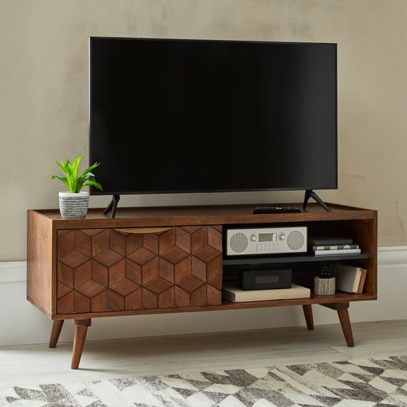 "Hex TV Unit, Mango Wood for TVs up to 55"""