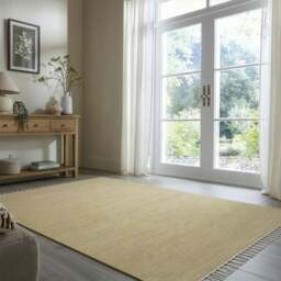 Wool Flatweave Fringed Rug - thumbnail 1