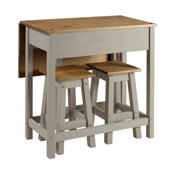 Corona 2 Seater Rectangular Drop Leaf Dining Table with 2 Chairs - image 1
